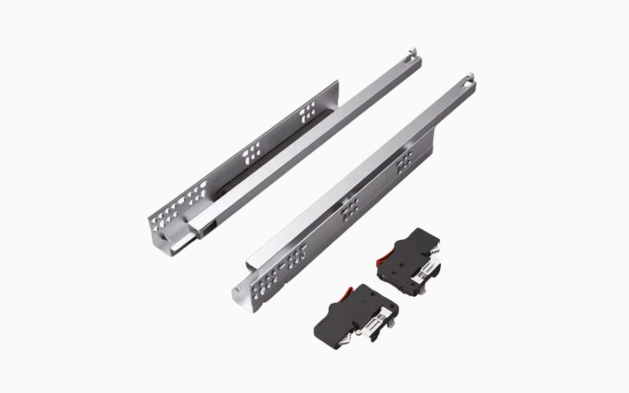 Silent furniture motion: GRASS slides and hinges via LUAN