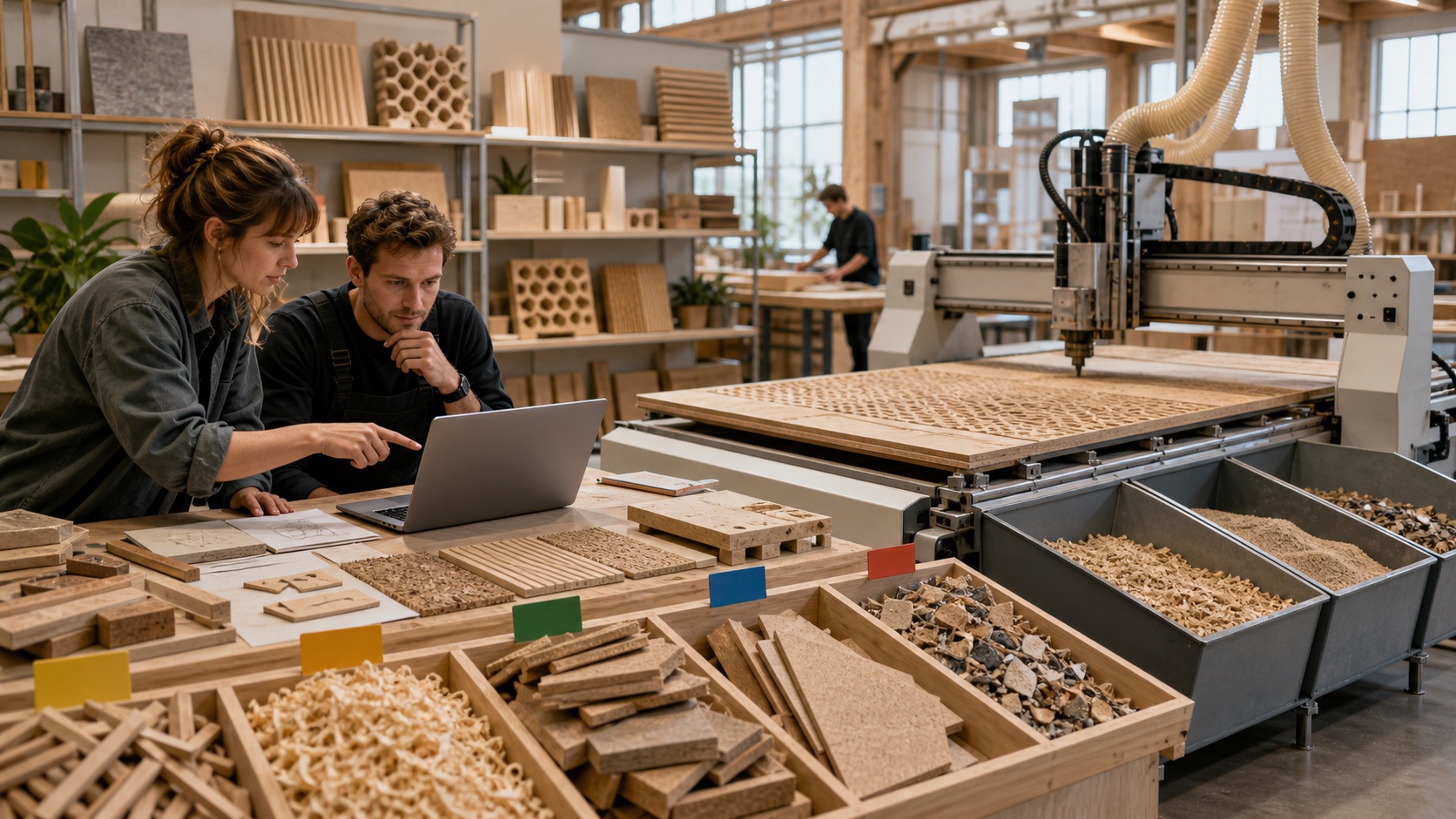Del residuo al prototipo: laboratorios abiertos que convierten descarte de madera en materiales y componentes